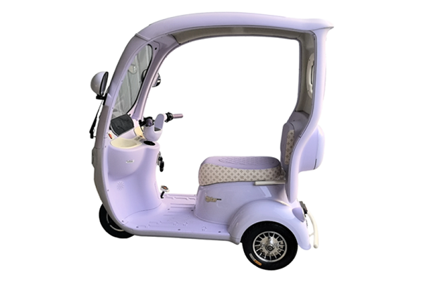 Semi-Enclosed Light Purple Electric Tricycle Windproof Rainproof for Grocery Shopping Kid Pick-Up Da